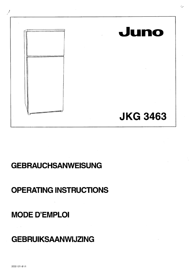 Page 1 de la notice Manuel utilisateur Juno JKG3463