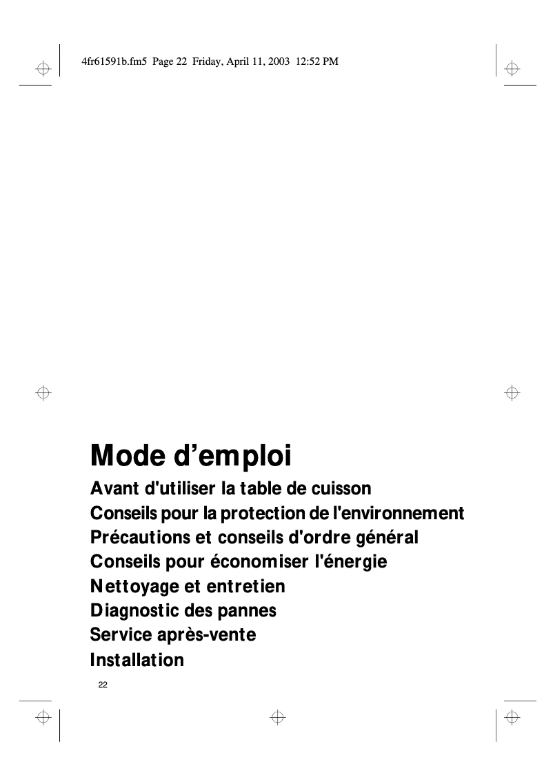 Image de la première page du manuel de l'appareil TGV 7400 SW