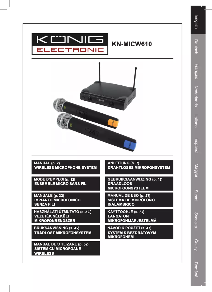 Page 1 de la notice Manuel utilisateur Konig KN-MICW610