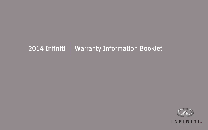 Page n°1 - Informations de garantie Infiniti QX70 (2014)
