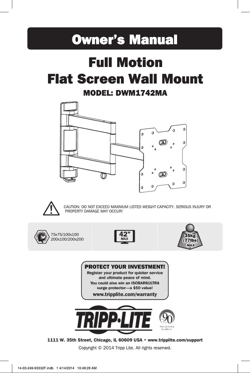 Page n°1 - Manuel utilisateur Tripp Lite DWM1742MA