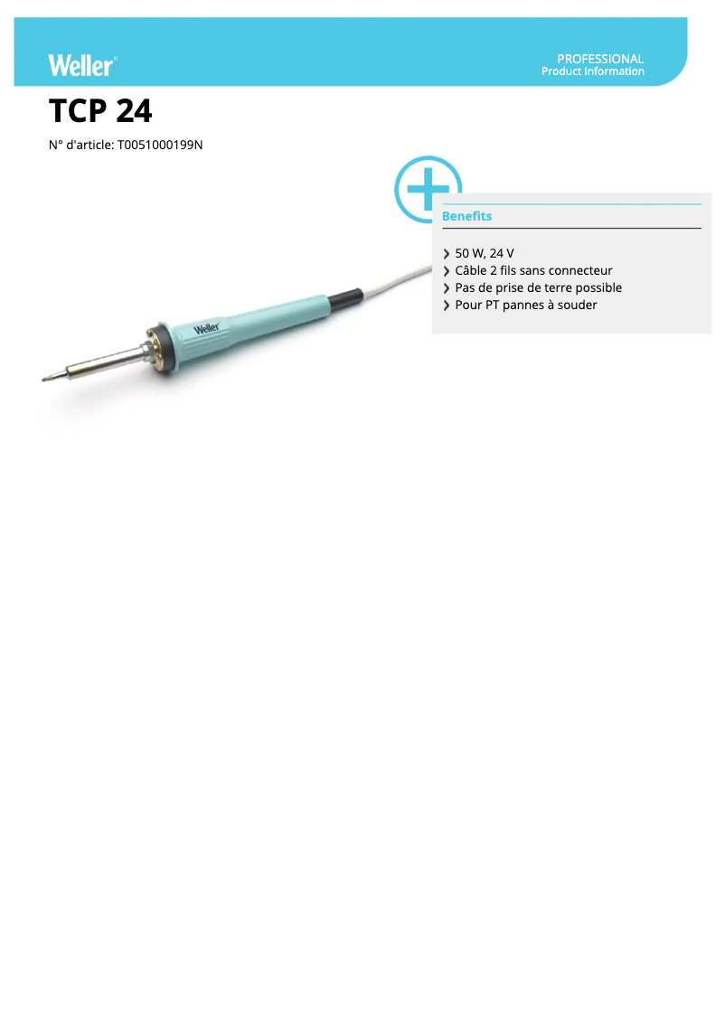 Page n°1 - Fiche technique Weller TCP 24