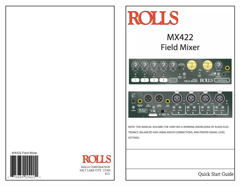 Page n°1 - Manuel utilisateur Rolls MX422