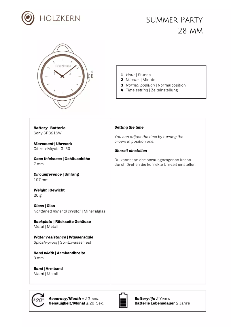 Page 1 de la notice Manuel utilisateur Holzkern Surfin