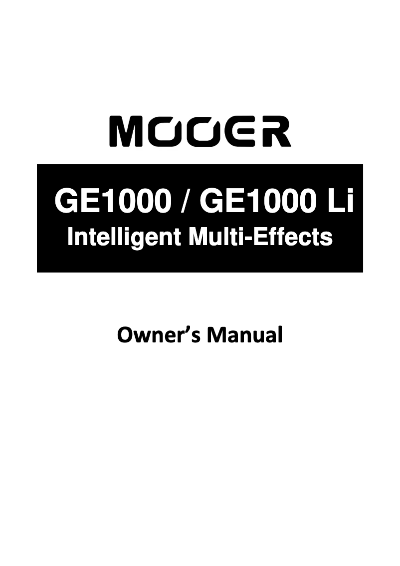 Page n°1 - Manuel utilisateur Mooer GE1000 Li
