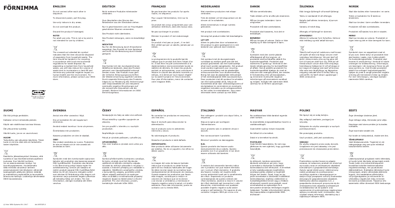 Page 1 de la notice Manuel utilisateur Ikea FÖRNIMMA 303.946.99