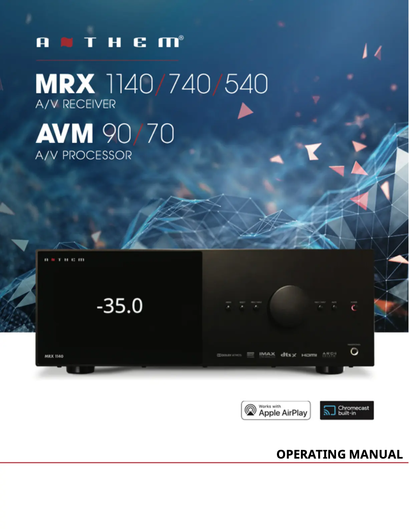 Page 1 de la notice Manuel utilisateur Anthem MRX 540 8K