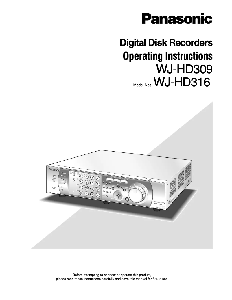 Page 1 de la notice Manuel utilisateur Panasonic WJ-HD316