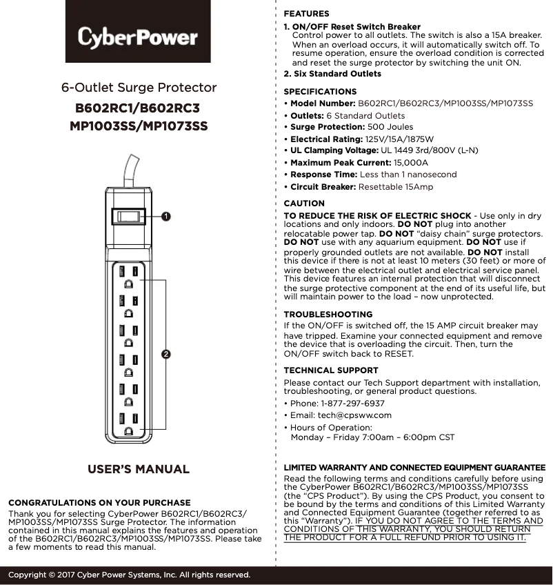 Page n°1 - Manuel utilisateur CyberPower MP1073SS