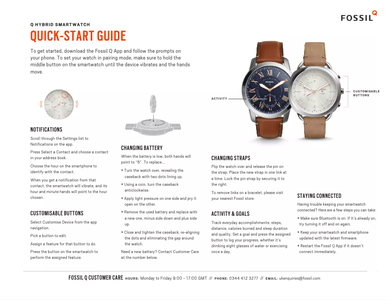 Page 1 de la notice Manuel utilisateur Fossil Q Neely