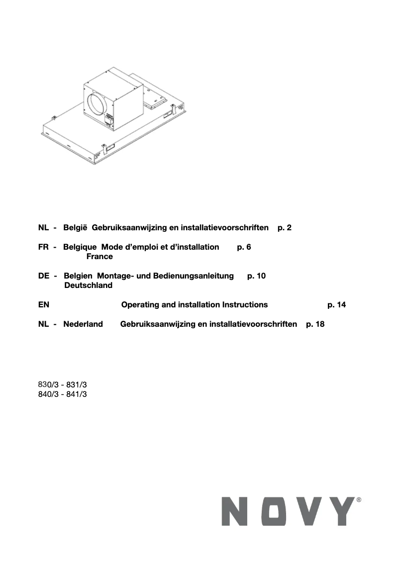 Page n°1 - Manuel utilisateur Novy Pure'Line 840