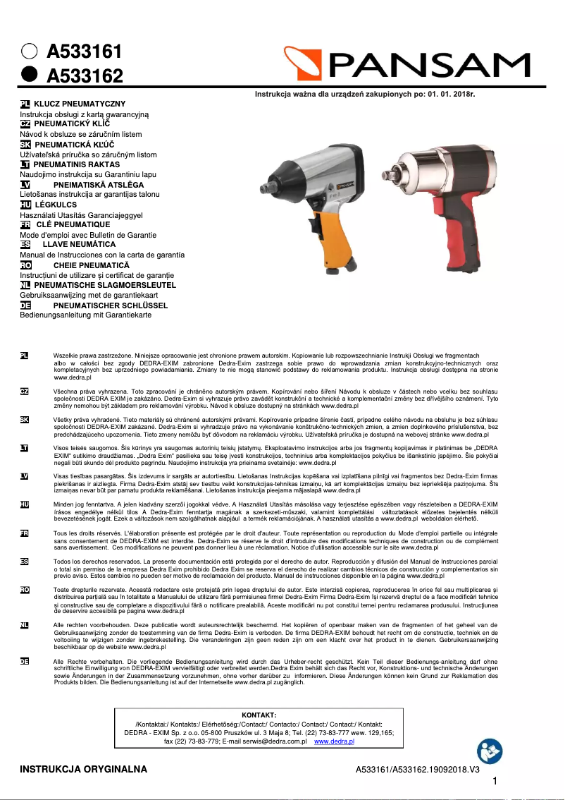 Page 1 de la notice Manuel utilisateur Pansam A533162