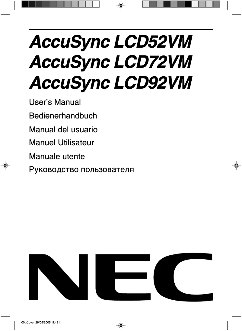 Page 1 de la notice Manuel utilisateur NEC AccuSync LCD72VM