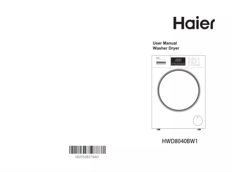 Page 1 de la notice Guide d'installation Haier HWD8040BW1
