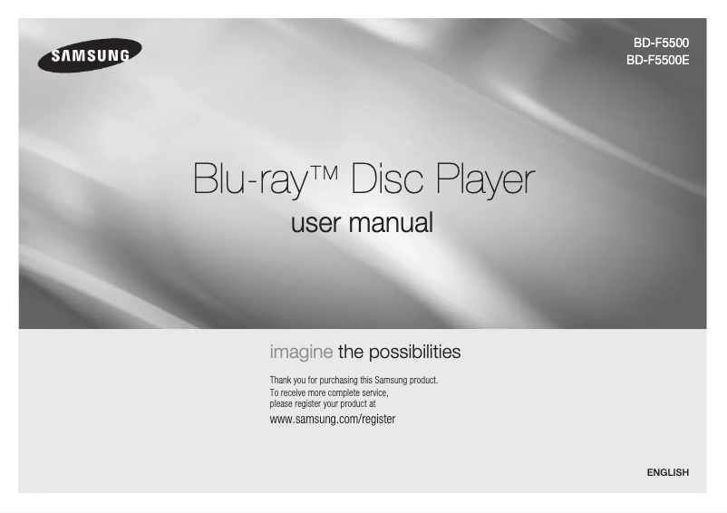 Page n°1 - Manuel utilisateur Samsung BD-F5500