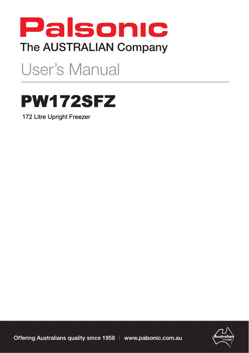 Page n°1 - Manuel utilisateur Palsonic PW172SFZ