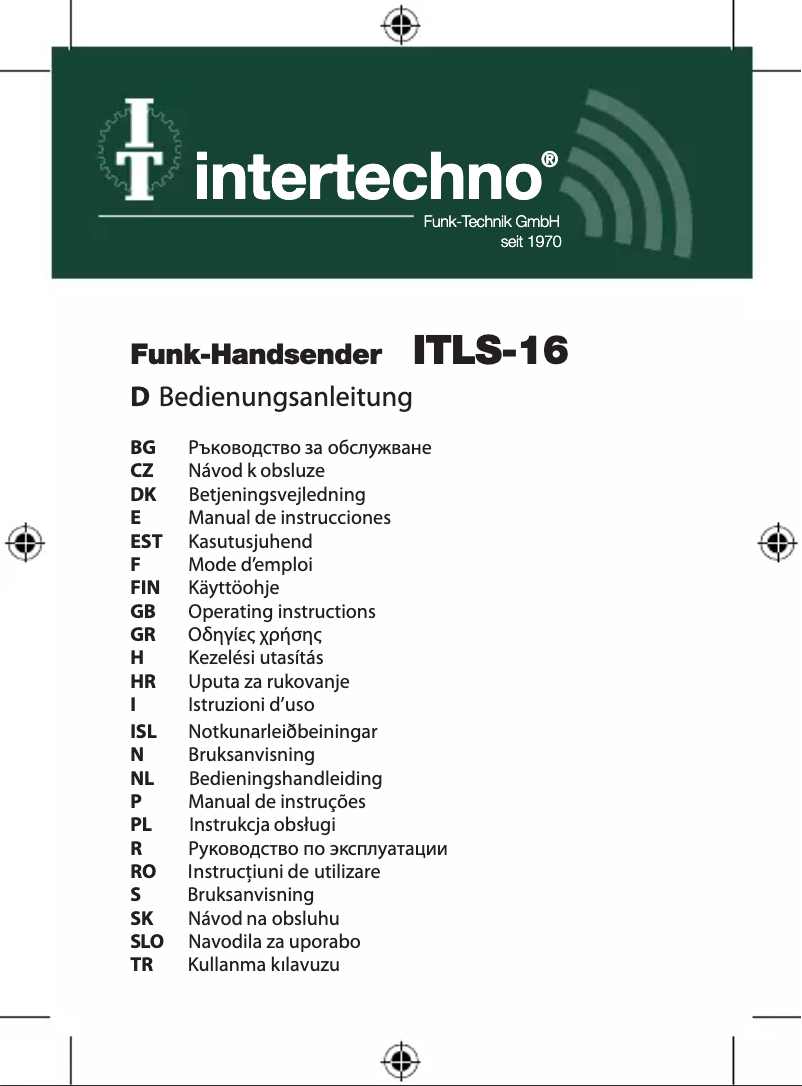 Page n°1 - Manuel utilisateur Intertechno ITLS-16
