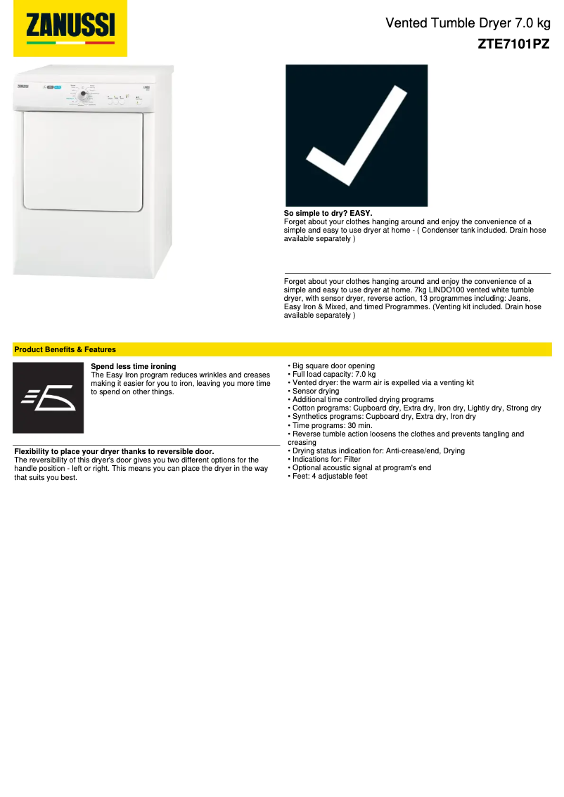 Image de la première page du manuel de l'appareil ZTE7101PZ