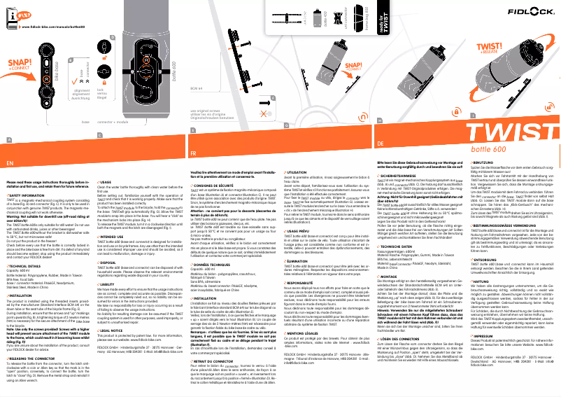 Image de la première page du manuel de l'appareil Twist Bottle 600
