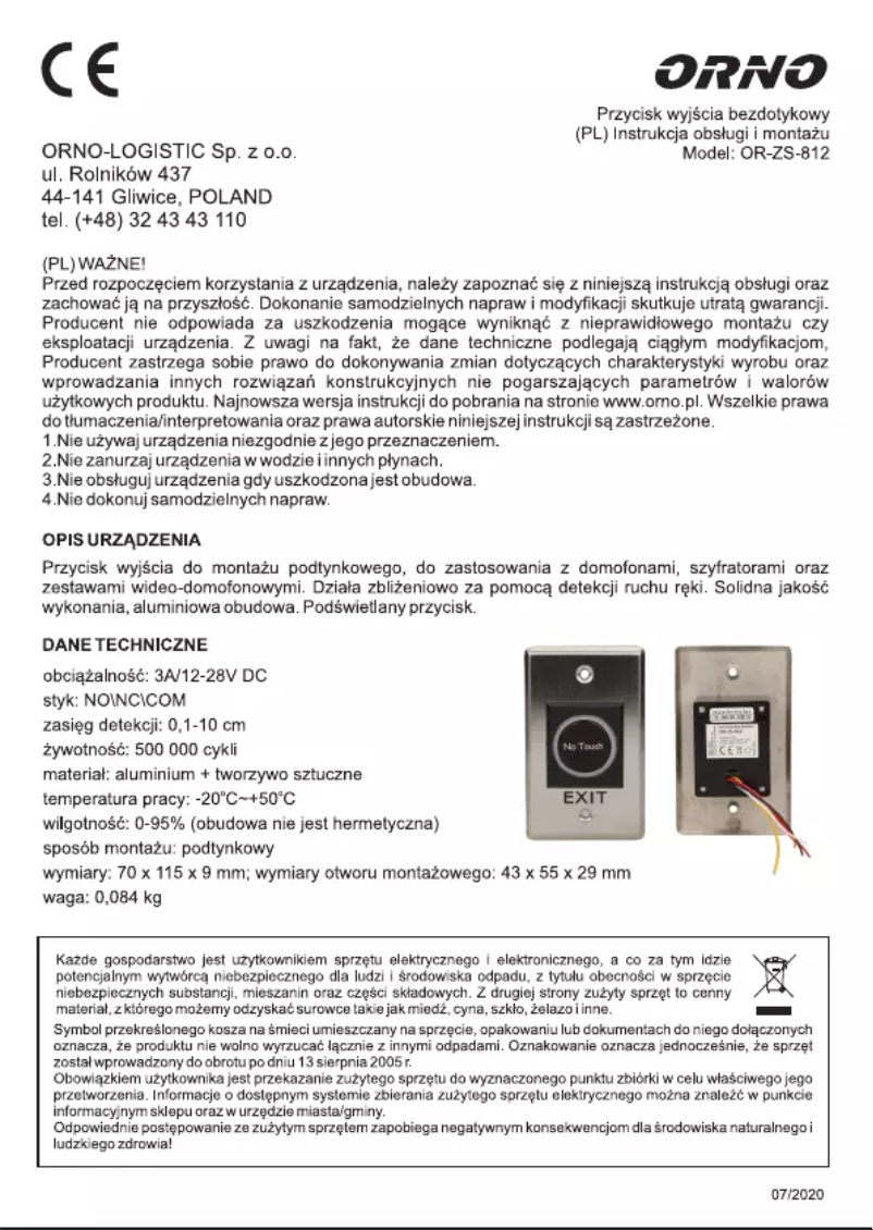 Página 1 del manual Manual de usuario ORNO OR-ZS-812