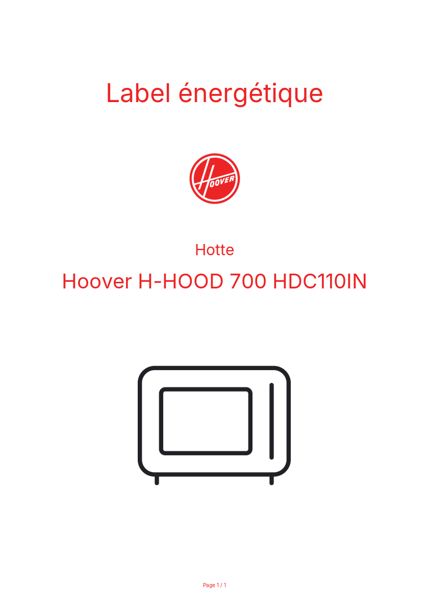 Image de la première page du manuel de l'appareil H-HOOD 700 HDC110IN