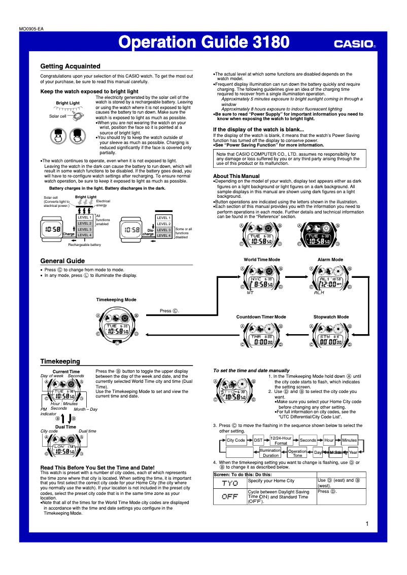 Image de la première page du manuel de l'appareil 3180