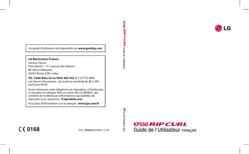 Page n°1 - Manuel utilisateur LG KP550