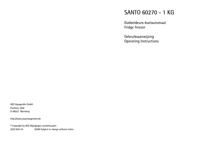 Image de la première page du manuel de l'appareil Santo 60270 KG1