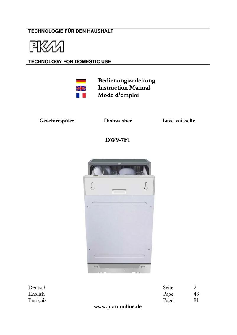 Image de la première page du manuel de l'appareil DW9-7FI