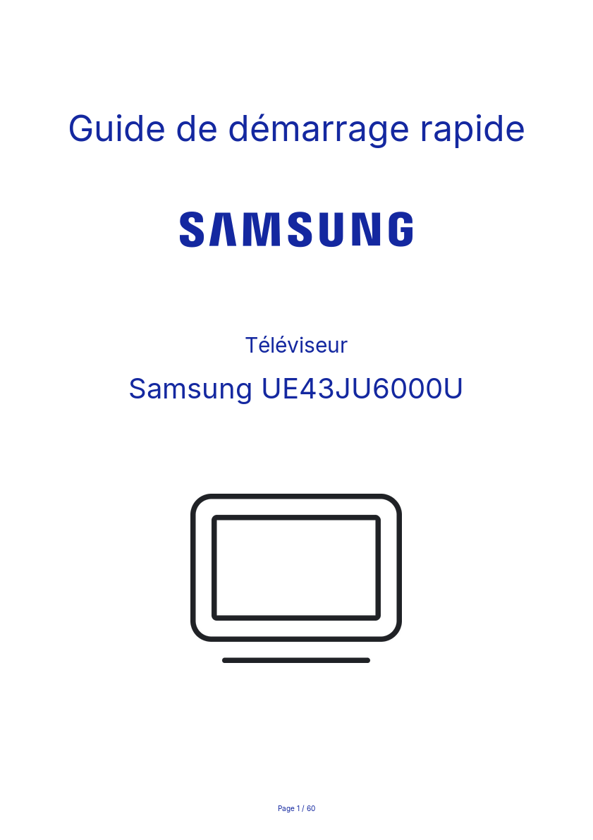 Page n°1 - Guide de démarrage rapide Samsung UE43JU6000U