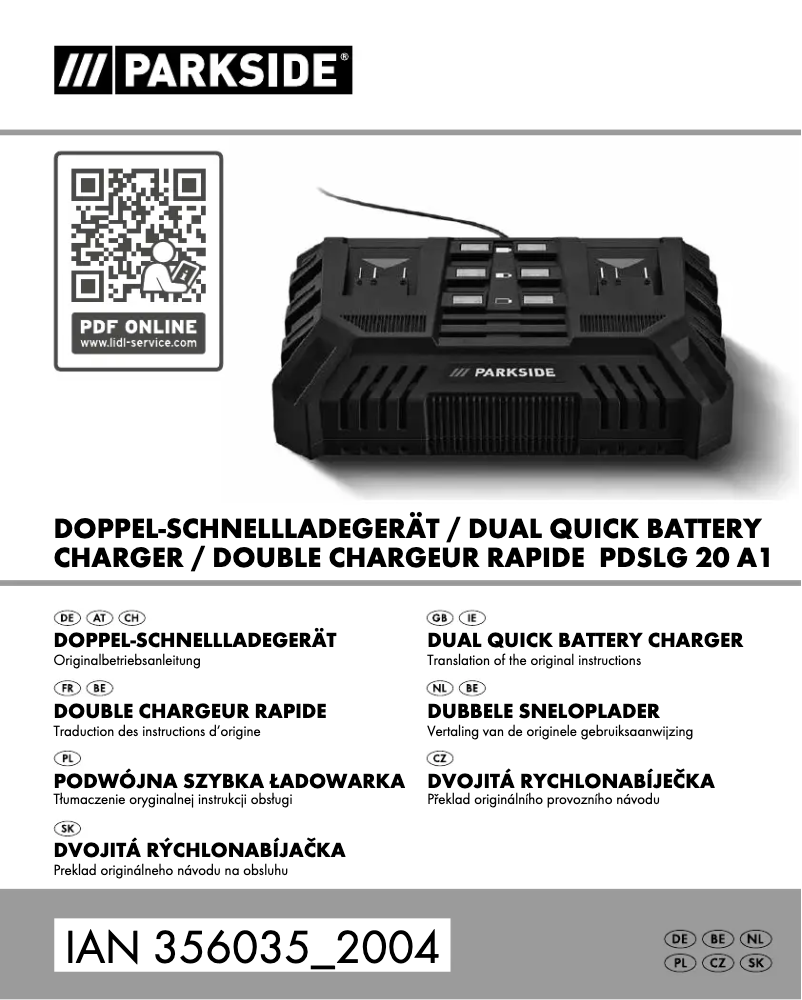 Page n°1 - Manuel utilisateur Parkside PDSLG 20 A1
