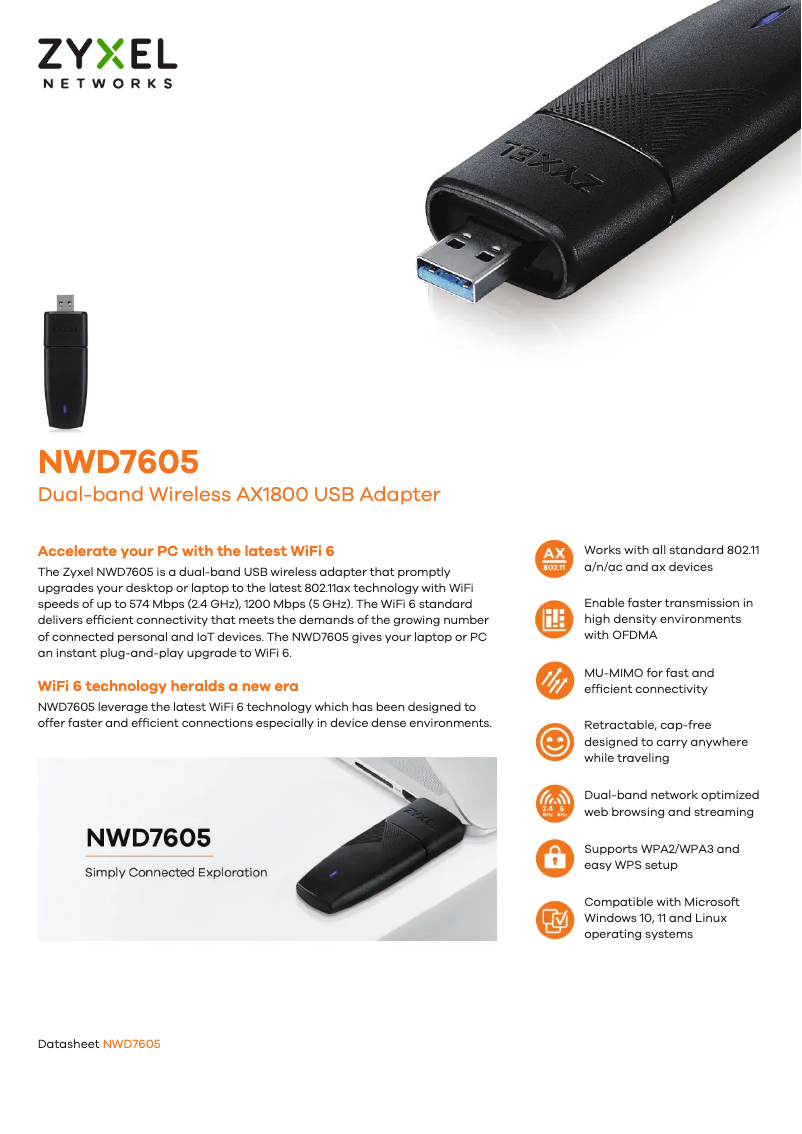 Page n°1 - Fiche technique ZyXEL NWD7605