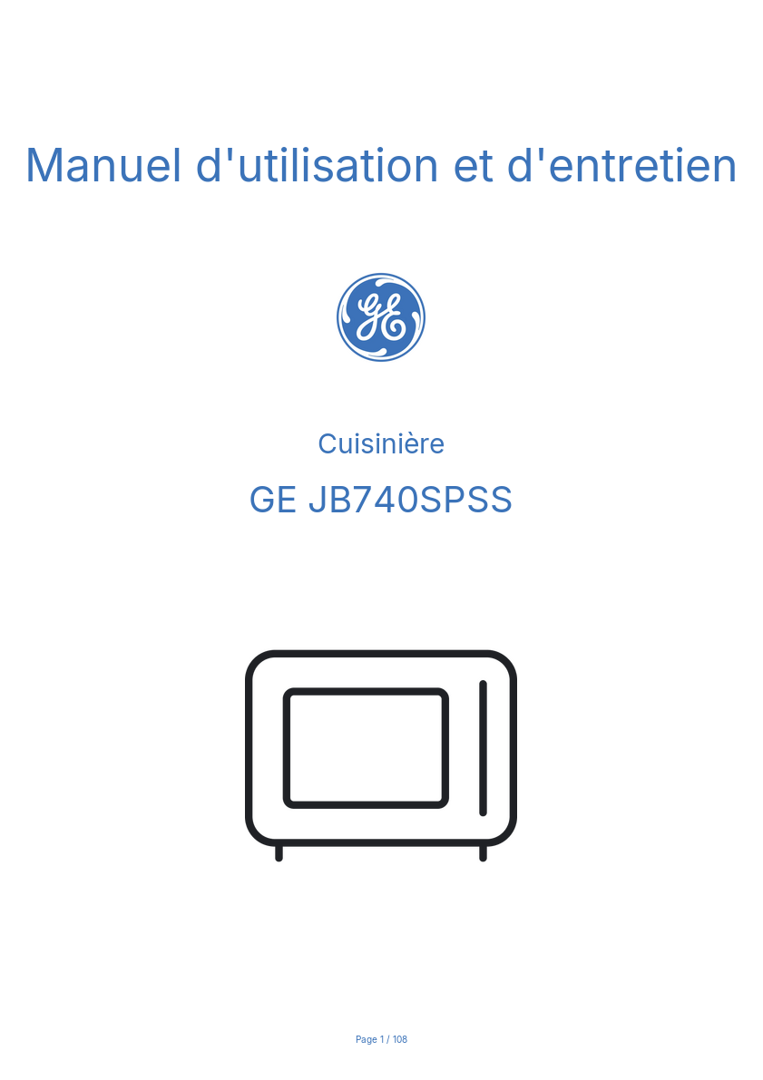 Image de la première page du manuel de l'appareil JB740SPSS