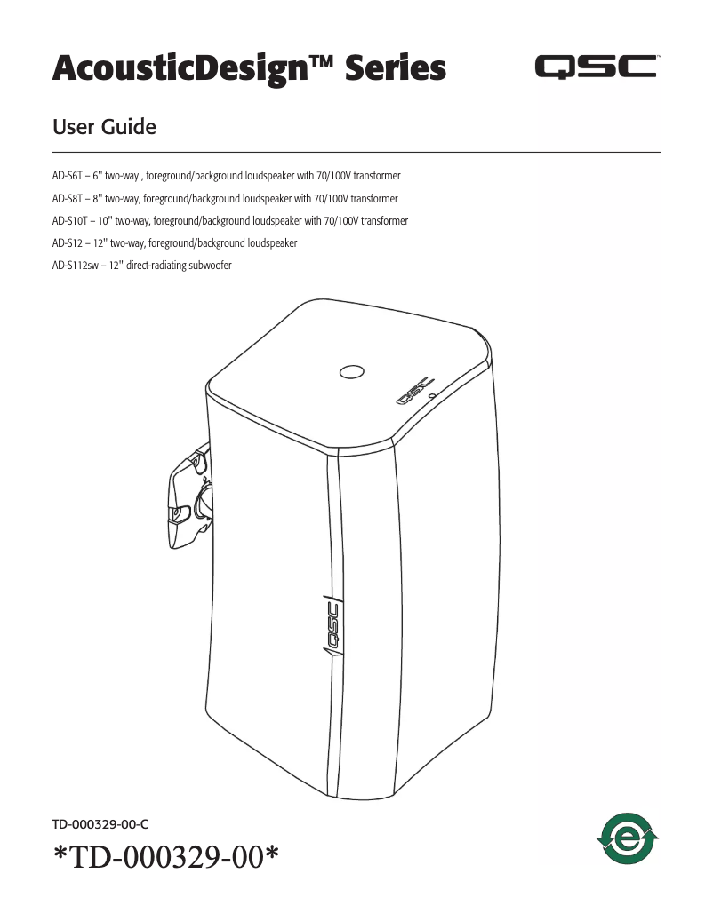 Page n°1 - Manuel utilisateur QSC AcousticDesign AD-S12