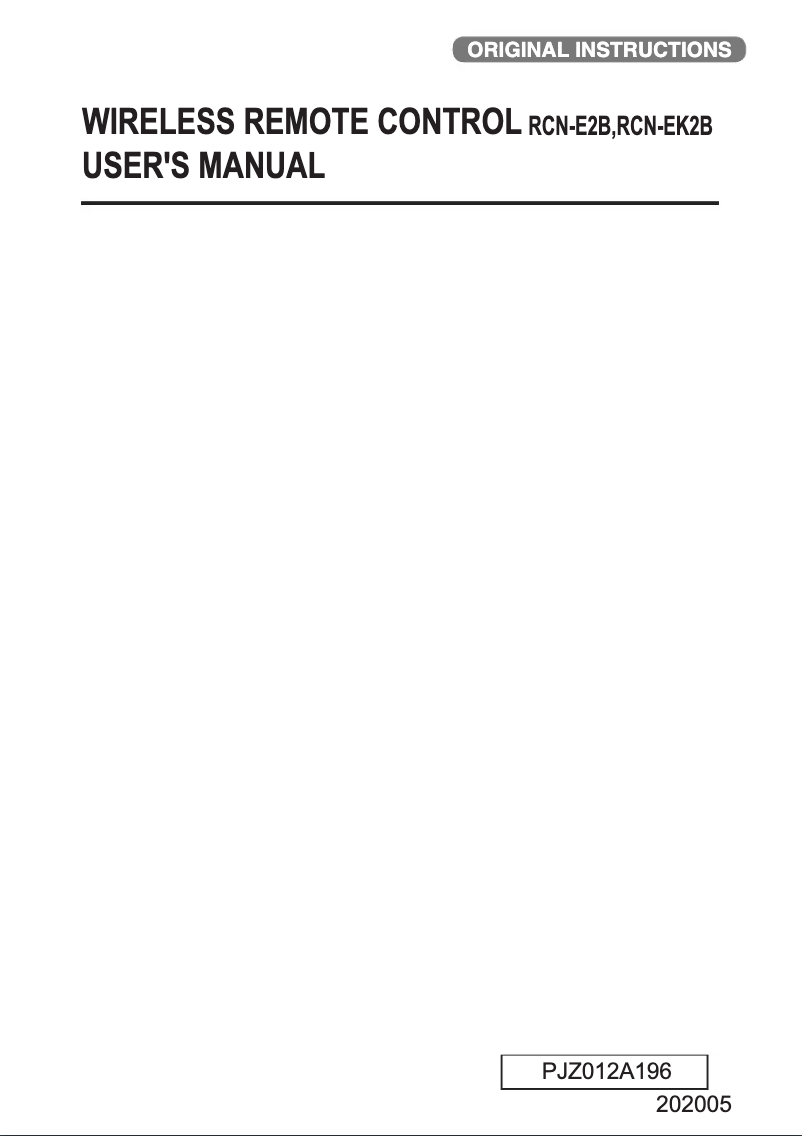 Page 1 de la notice Manuel utilisateur Mitsubishi RCN-E2B