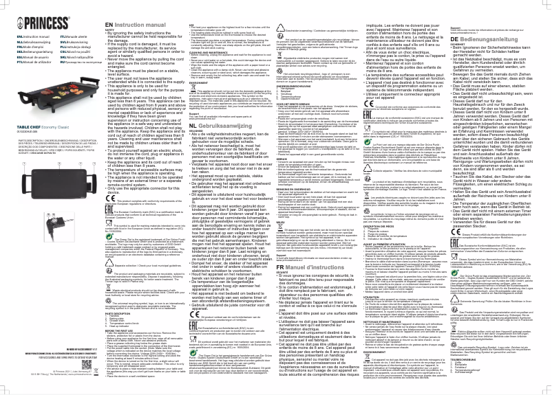 Page 1 de la notice Manuel utilisateur Princess Table Chef 102209