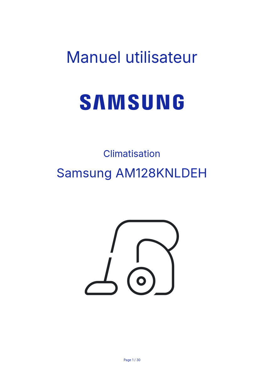Page n°1 - Manuel utilisateur Samsung AM128KNLDEH