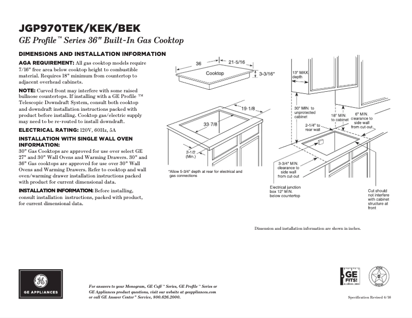 Image de la première page du manuel de l'appareil Profile JGP970TEKWW