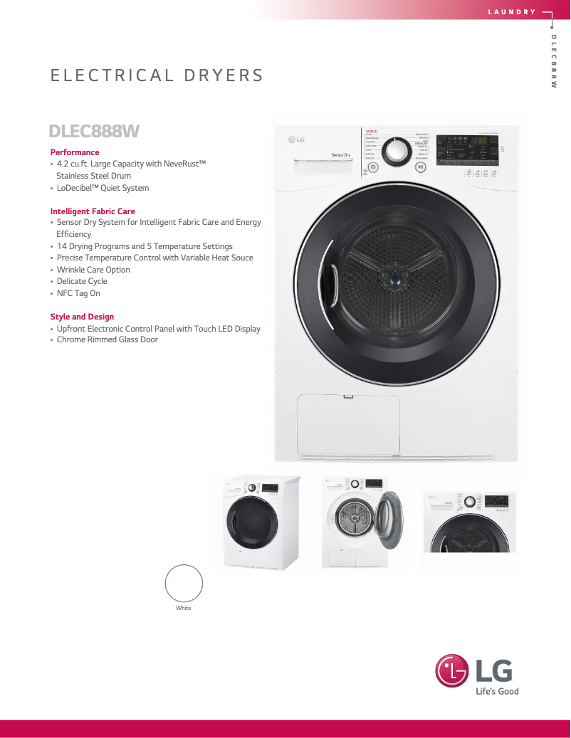 Page n°1 - Fiche technique LG DLEC888W