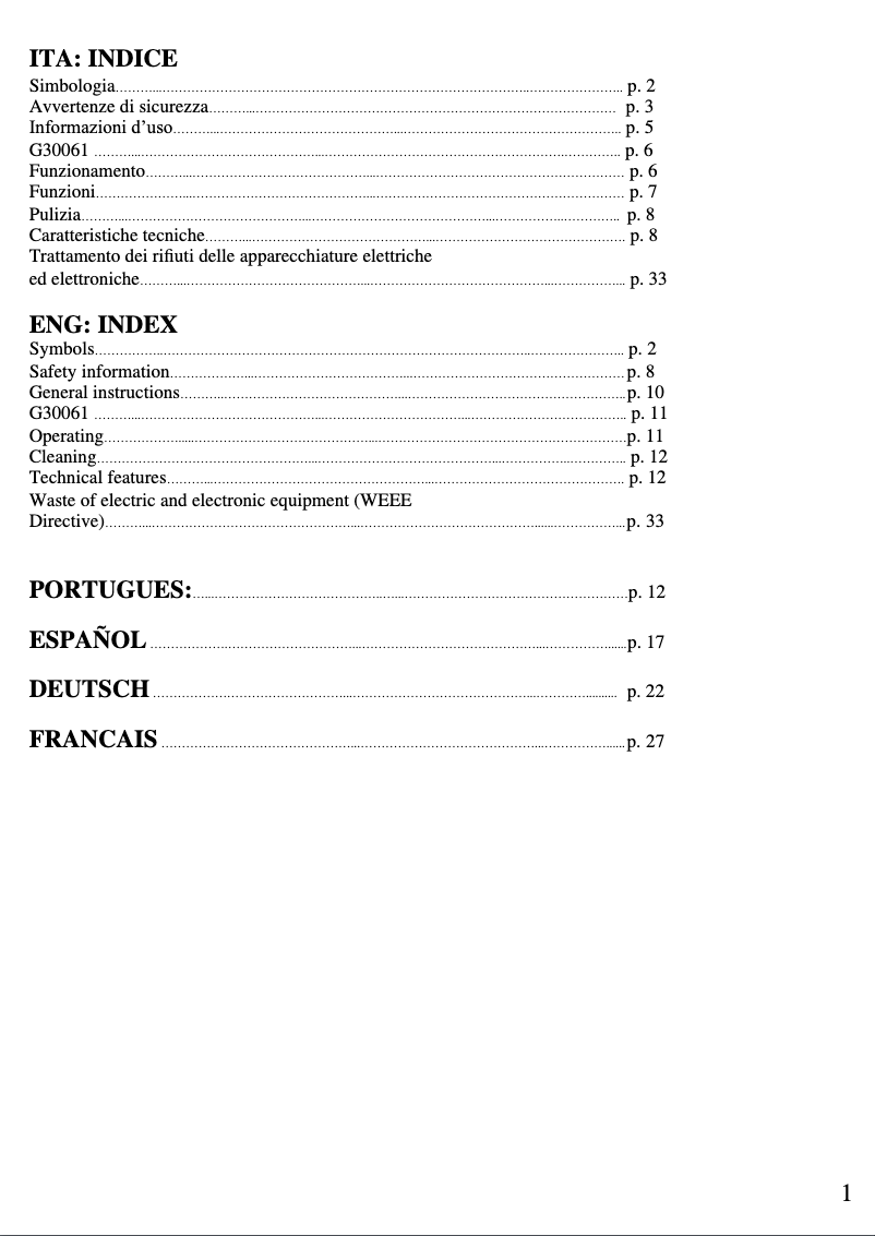 Page 1 de la notice Manuel utilisateur G3 Ferrari Monna Lisa G30061