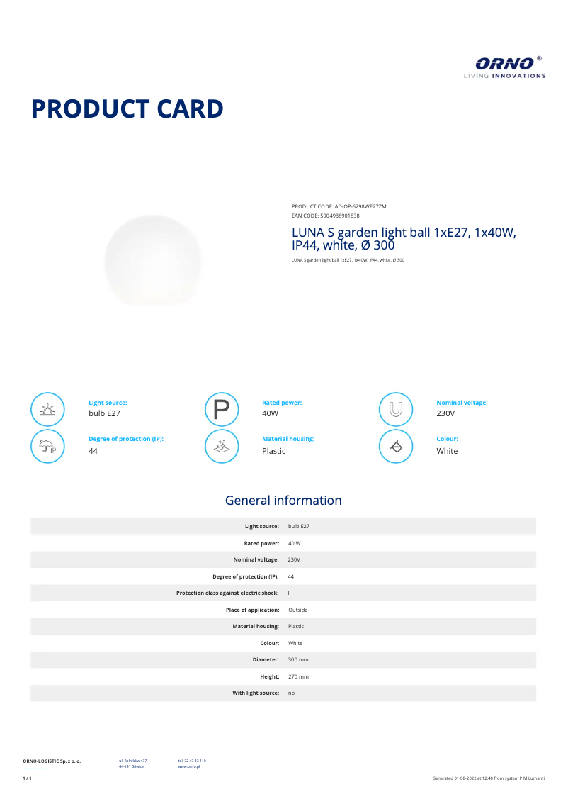 Image de la première page du manuel de l'appareil AD-OP-6298WE27ZM