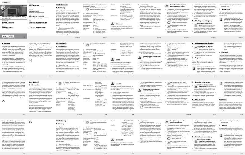Page 1 de la notice Manuel utilisateur Livarno Lux IAN 276720