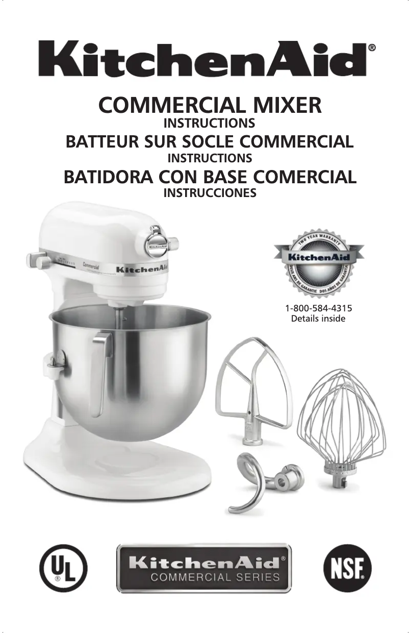 Page 1 de la notice Manuel utilisateur KitchenAid KSM8990