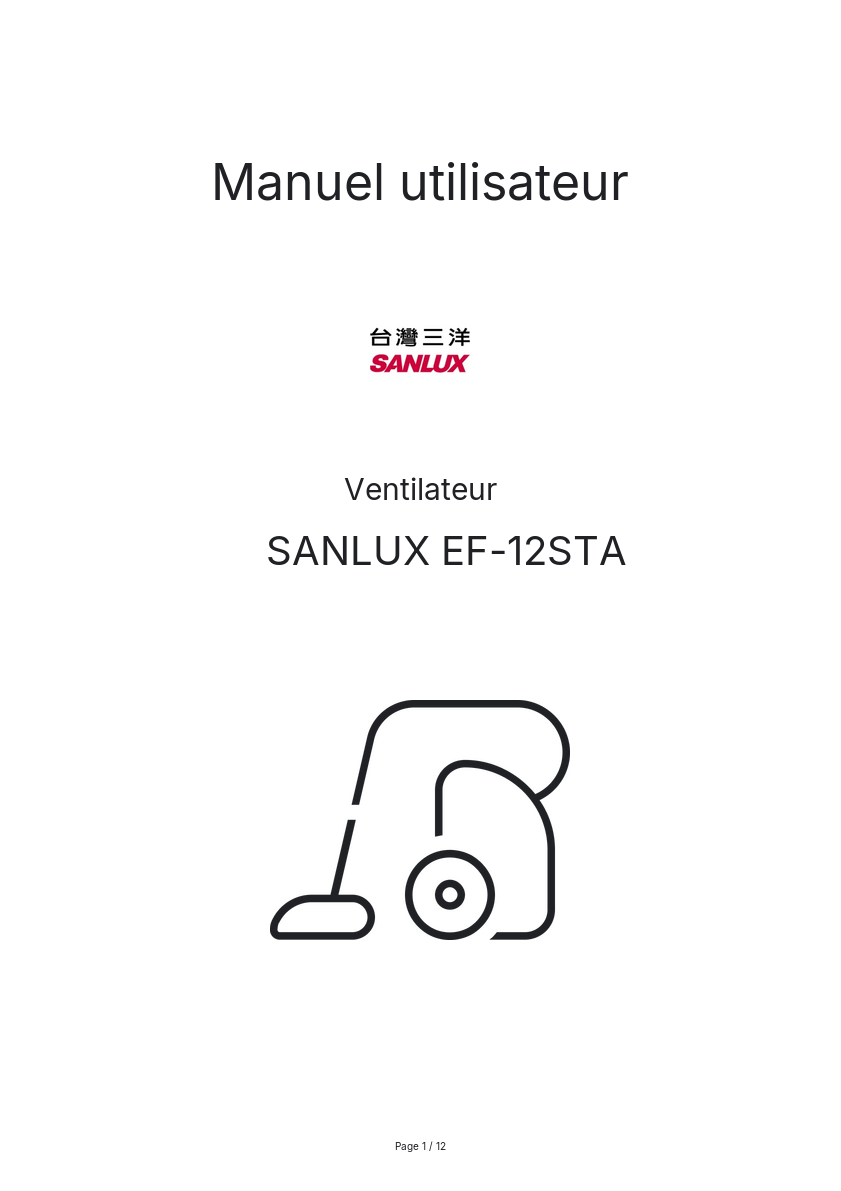 Image de la première page du manuel de l'appareil EF-12STA