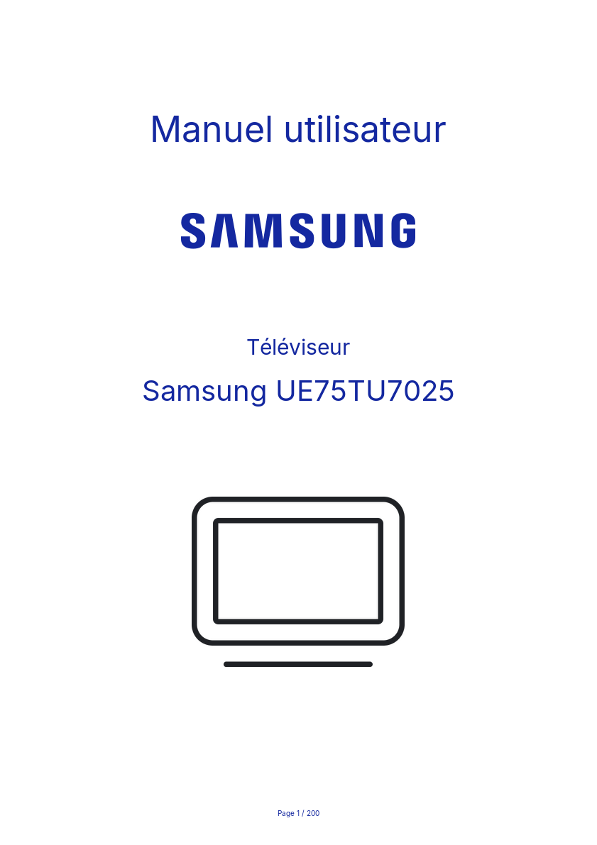 Page n°1 - Manuel utilisateur Samsung UE75TU7025