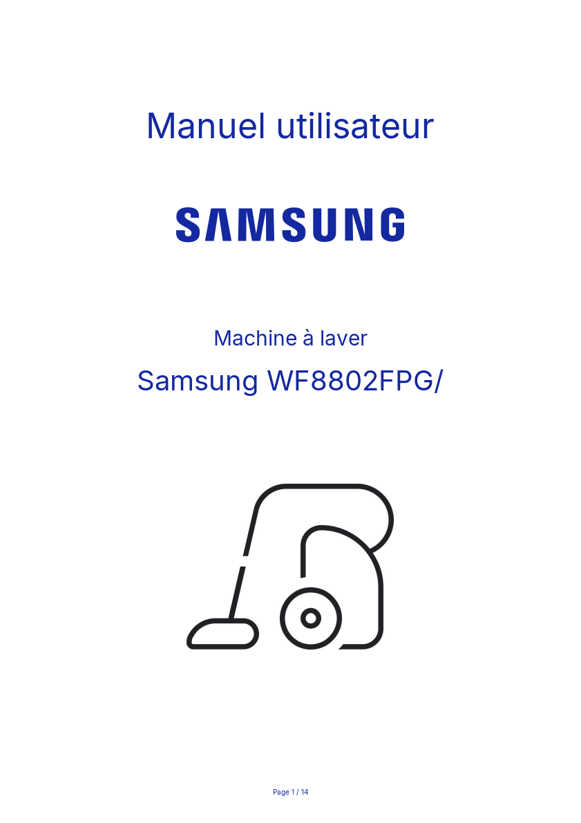 Page n°1 - Manuel utilisateur Samsung WF8802FPG/