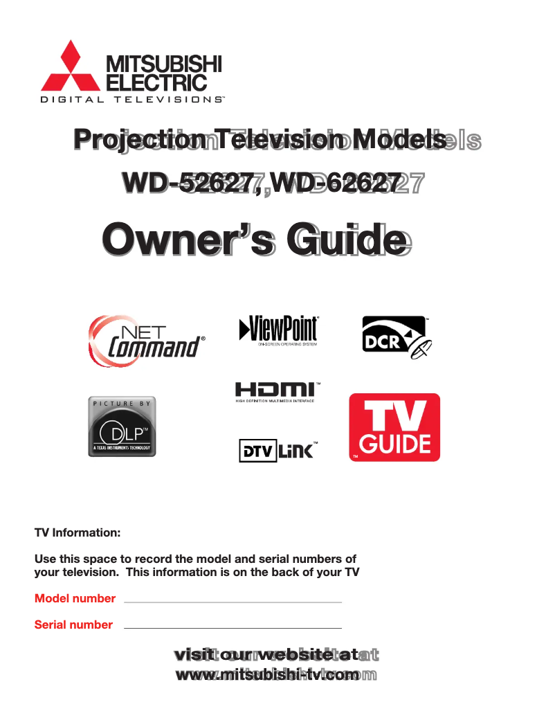 Page 1 de la notice Manuel utilisateur Mitsubishi WD-62627