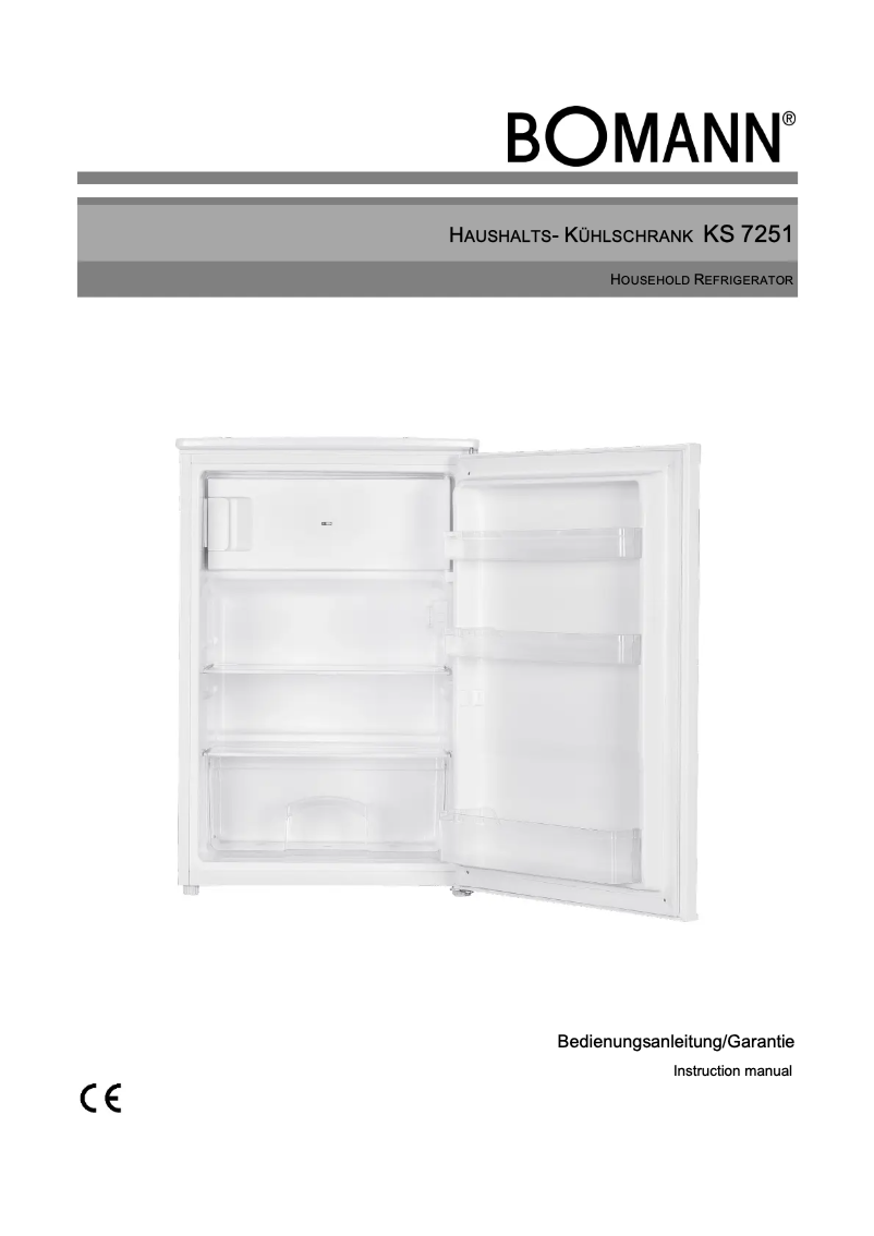 Page 1 de la notice Manuel utilisateur Bomann KS 7251