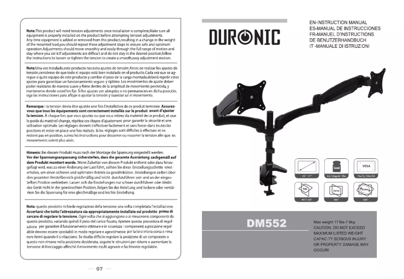 Image de la première page du manuel de l'appareil DM552