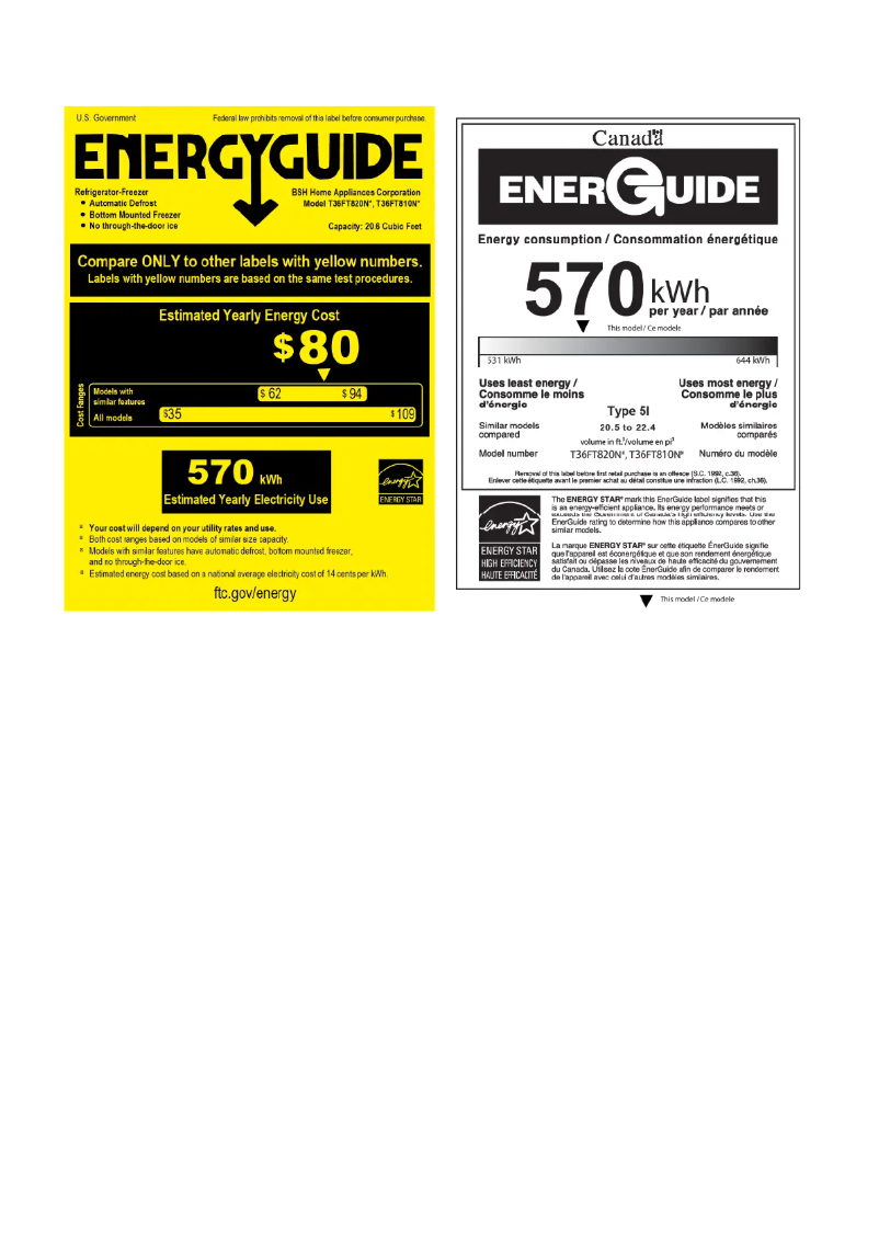 Page 1 de la notice Label énergétique Thermador T36FT820NS